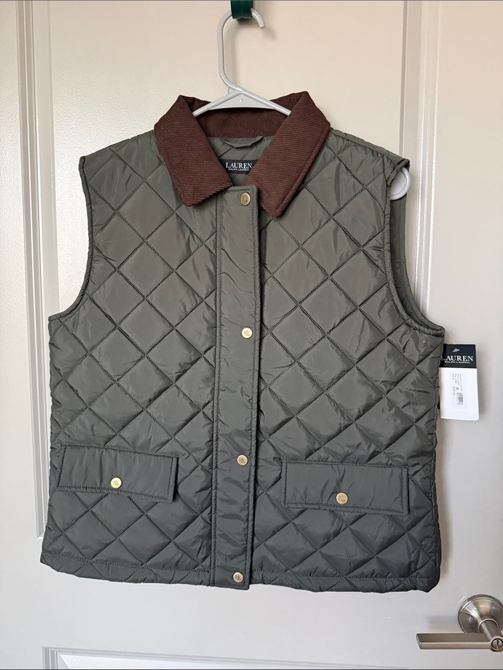 NWT SIZE M Ralph Lauren Olive Green Quilted Jacket with Tags